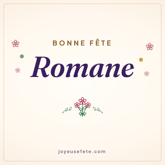 Image carrée « Bonne fête Romane » pour WhatsApp