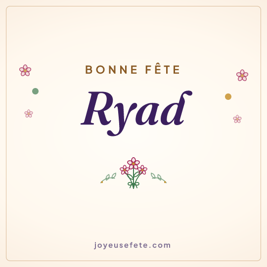 Image carrée « Bonne fête Ryad » pour WhatsApp