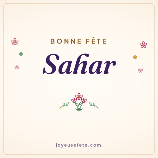 Image carrée « Bonne fête Sahar » pour WhatsApp