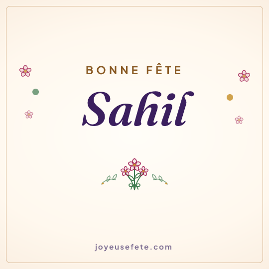 Image carrée « Bonne fête Sahil » pour WhatsApp