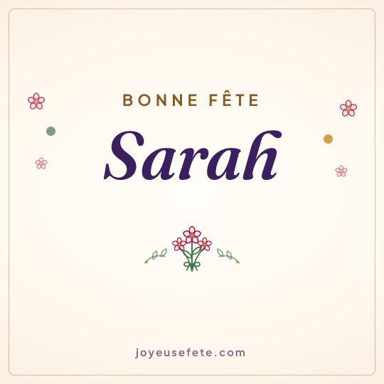 Image carrée « Bonne fête Sarah » pour WhatsApp