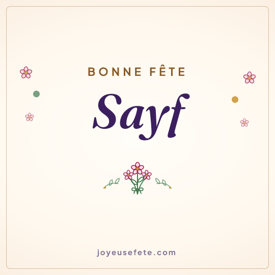 Image carrée « Bonne fête Sayf » pour WhatsApp