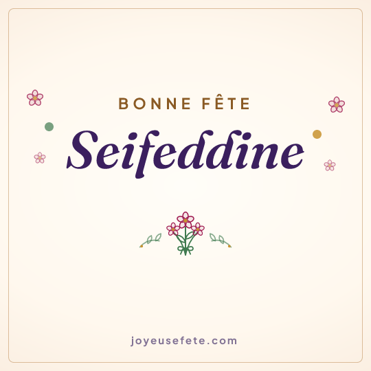Image carrée « Bonne fête Seifeddine » pour WhatsApp