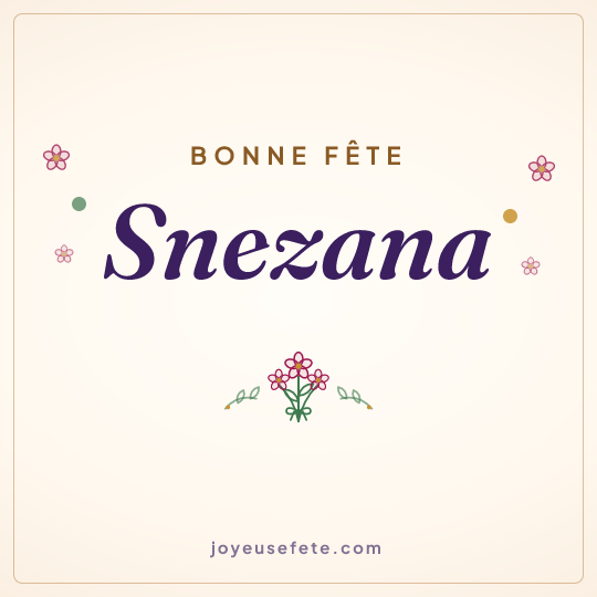 Image carrée « Bonne fête Snezana » pour WhatsApp
