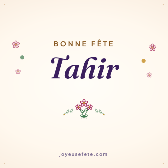 Image carrée « Bonne fête Tahir » pour WhatsApp