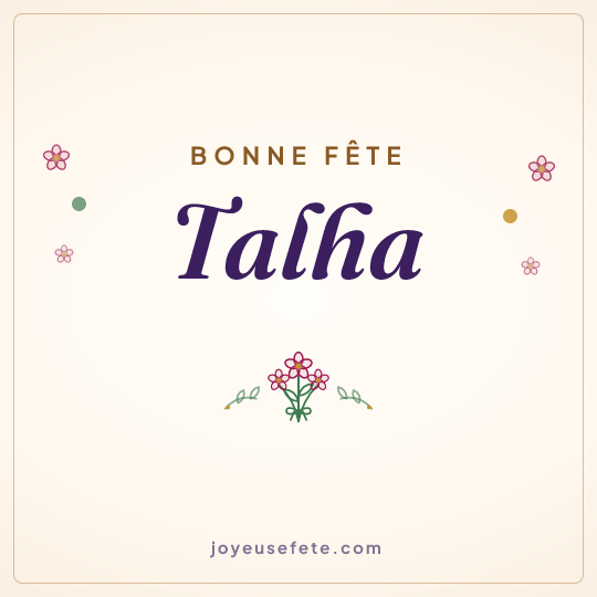 Image carrée « Bonne fête Talha » pour WhatsApp