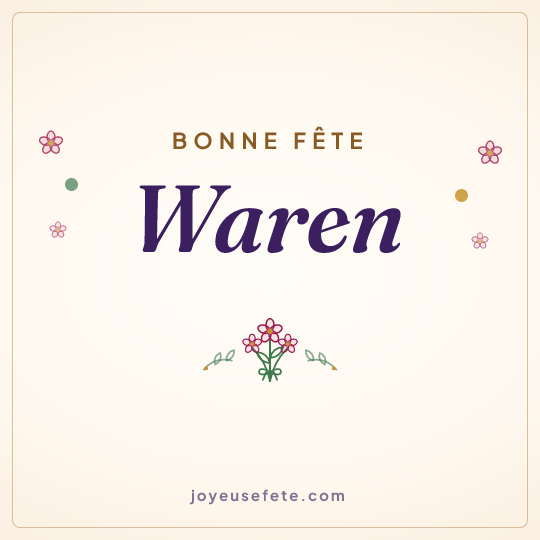 Image carrée « Bonne fête Waren » pour WhatsApp