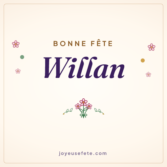 Image carrée « Bonne fête Willan » pour WhatsApp