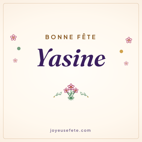 Image carrée « Bonne fête Yasine » pour WhatsApp