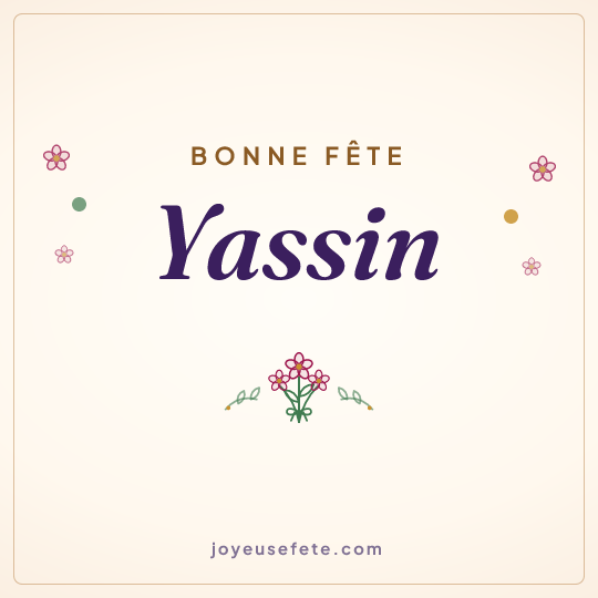 Image carrée « Bonne fête Yassin » pour WhatsApp