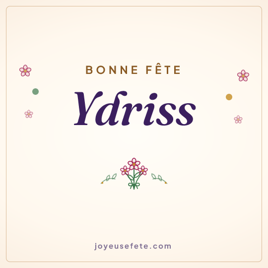 Image carrée « Bonne fête Ydriss » pour WhatsApp