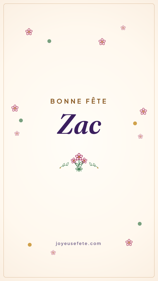 Image « Bonne fête Zac » au format story