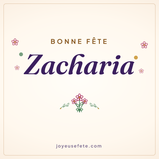 Image carrée « Bonne fête Zacharia » pour WhatsApp