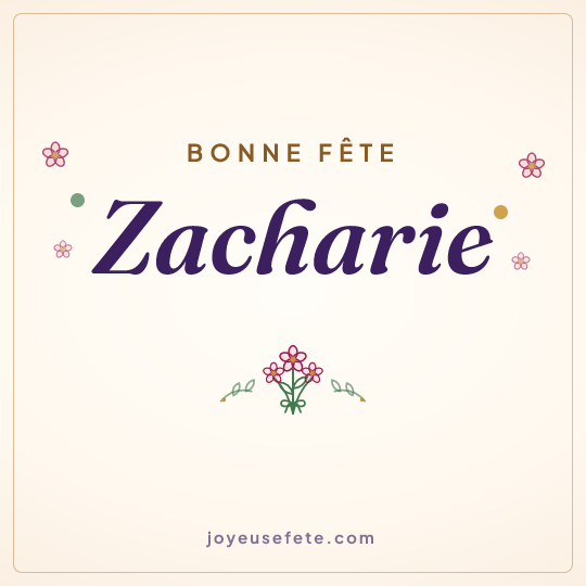 Image carrée « Bonne fête Zacharie » pour WhatsApp