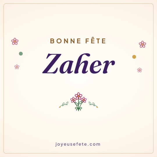 Image carrée « Bonne fête Zaher » pour WhatsApp