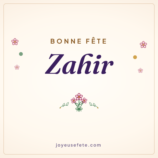 Image carrée « Bonne fête Zahir » pour WhatsApp