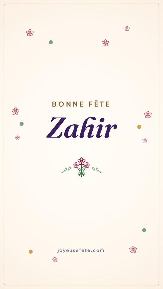 Image « Bonne fête Zahir » au format story