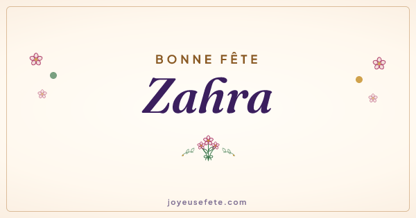Image « Bonne fête Zahra » au format large