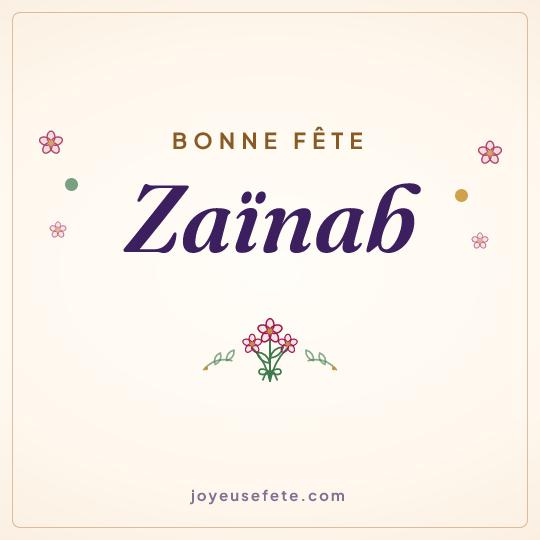 Image carrée « Bonne fête Zaïnab » pour WhatsApp