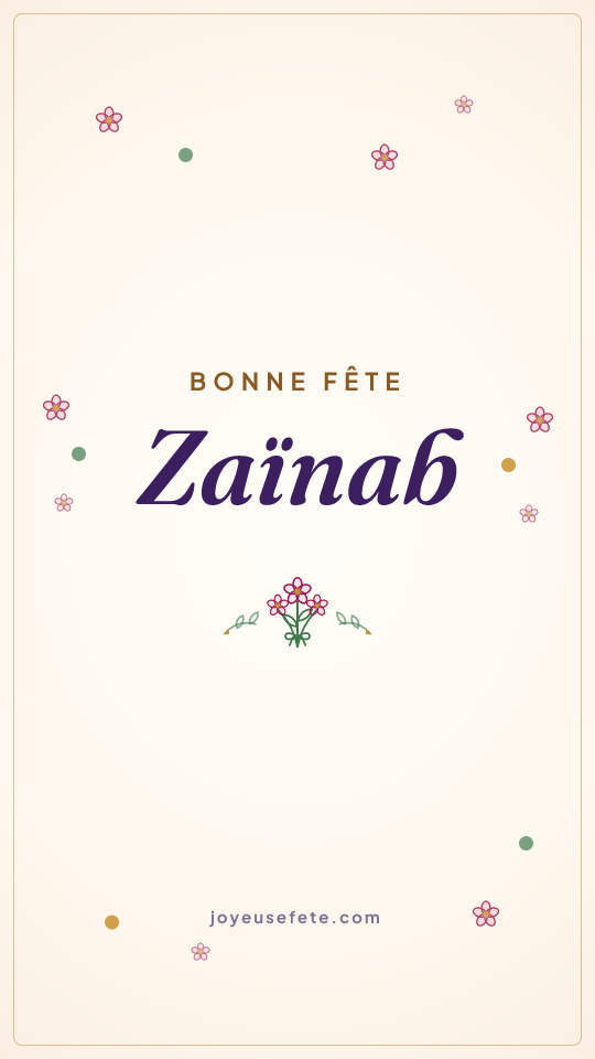 Image « Bonne fête Zaïnab » au format story