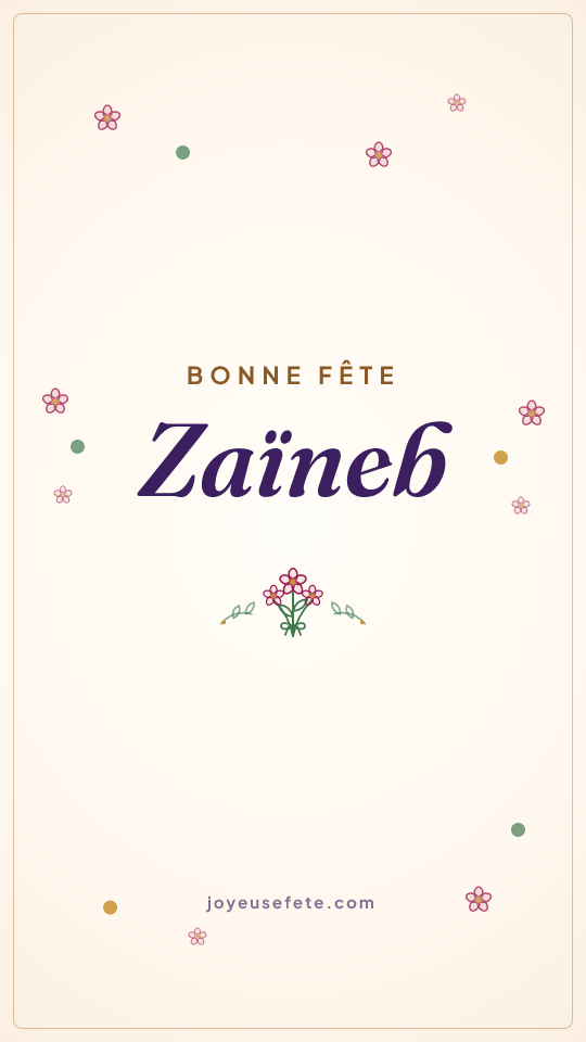Image « Bonne fête Zaïneb » au format story