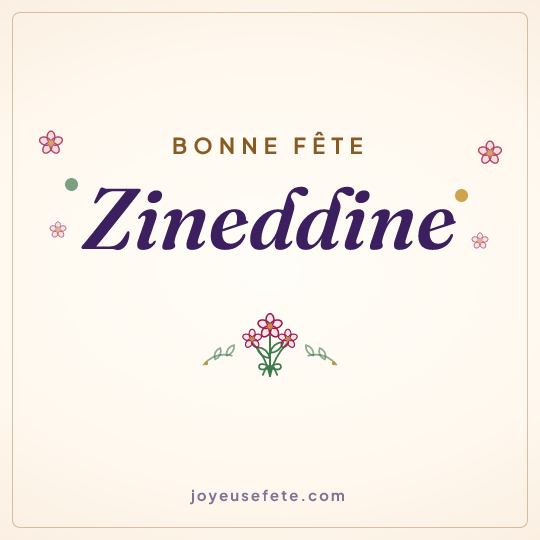 Image carrée « Bonne fête Zineddine » pour WhatsApp