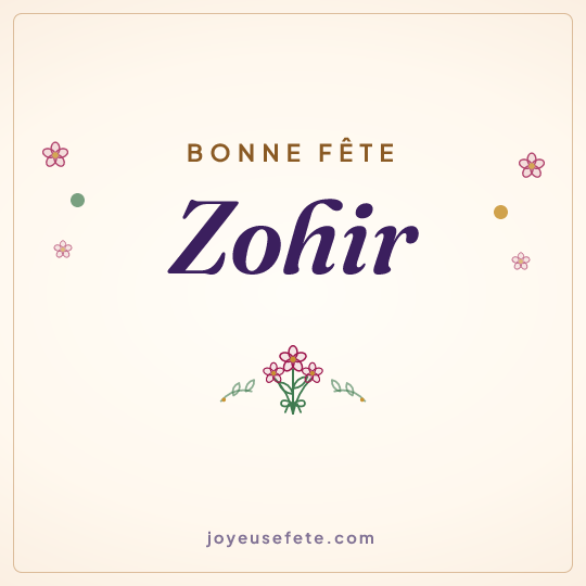 Image carrée « Bonne fête Zohir » pour WhatsApp