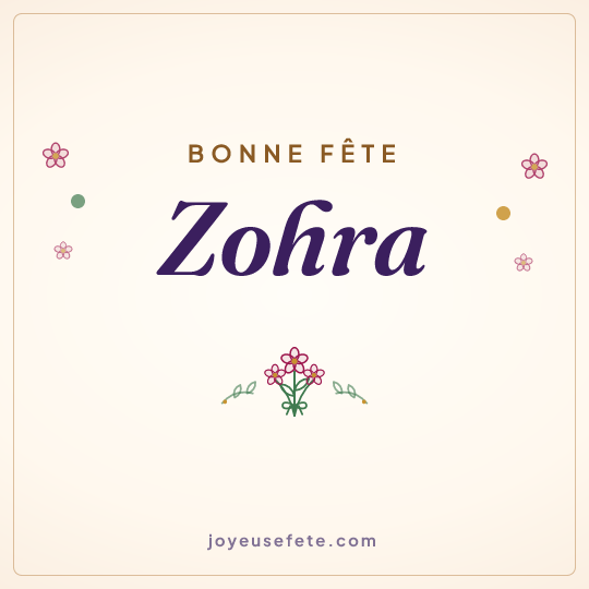 Image carrée « Bonne fête Zohra » pour WhatsApp
