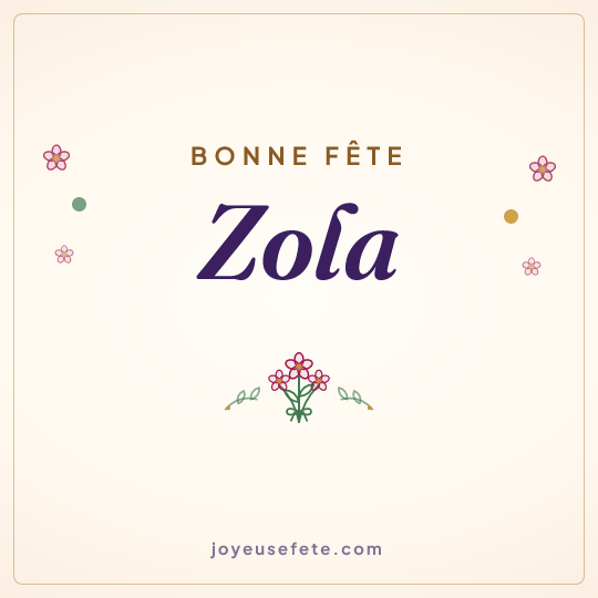 Image carrée « Bonne fête Zola » pour WhatsApp