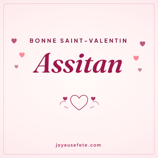 Image carrée « Bonne Saint-Valentin Assitan » pour WhatsApp