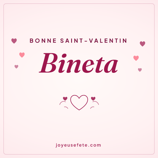 Image carrée « Bonne Saint-Valentin Bineta » pour WhatsApp