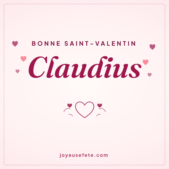 Image carrée « Bonne Saint-Valentin Claudius » pour WhatsApp