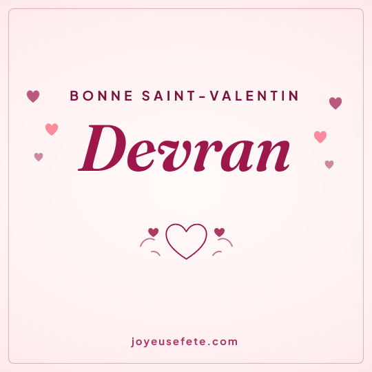 Image carrée « Bonne Saint-Valentin Devran » pour WhatsApp