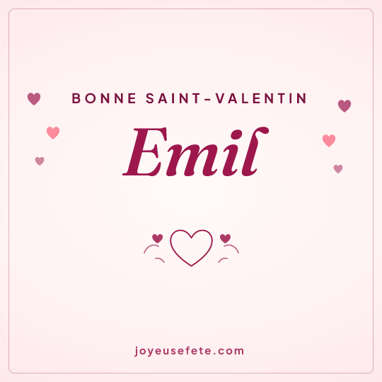 Image carrée « Bonne Saint-Valentin Emil » pour WhatsApp