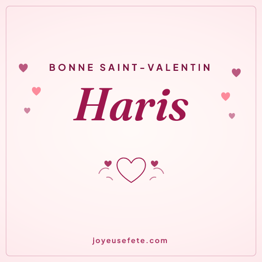 Image carrée « Bonne Saint-Valentin Haris » pour WhatsApp