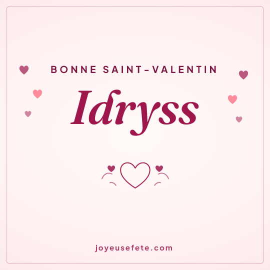 Image carrée « Bonne Saint-Valentin Idryss » pour WhatsApp
