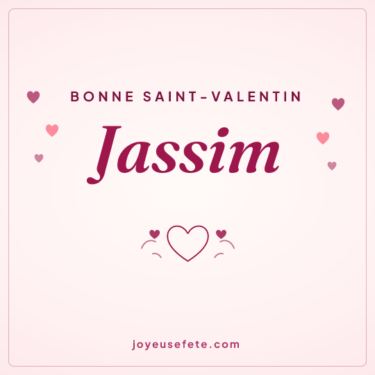 Image carrée « Bonne Saint-Valentin Jassim » pour WhatsApp