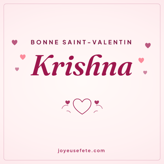 Image carrée « Bonne Saint-Valentin Krishna » pour WhatsApp
