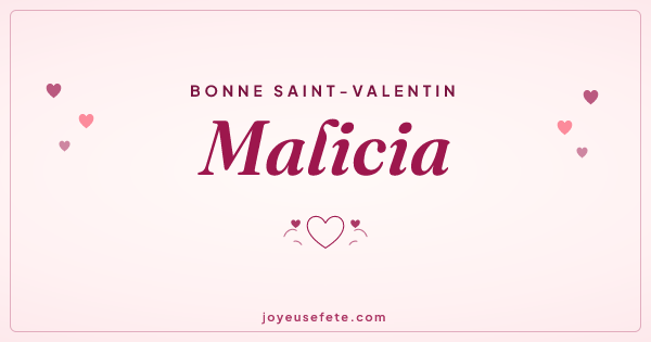 Image « Bonne Saint-Valentin Malicia » au format large