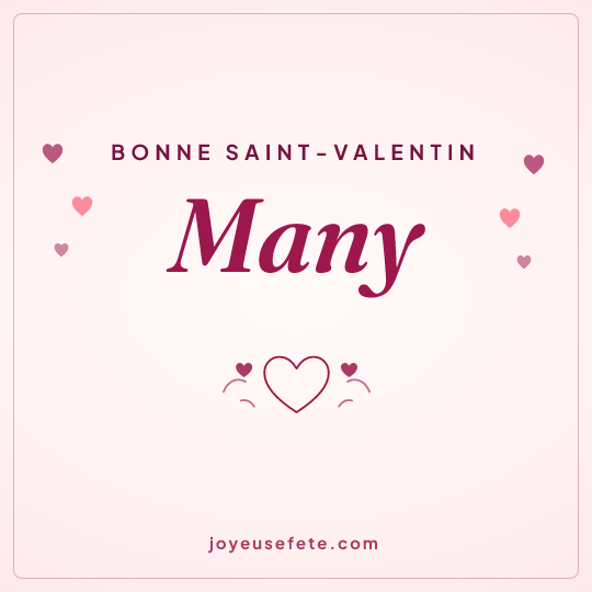 Image carrée « Bonne Saint-Valentin Many » pour WhatsApp