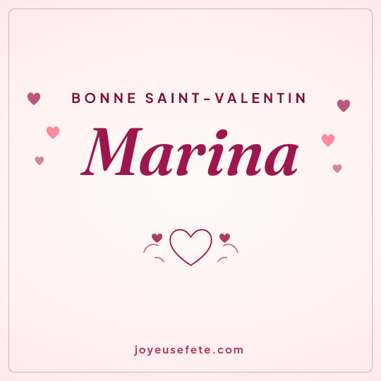 Image carrée « Bonne Saint-Valentin Marina » pour WhatsApp