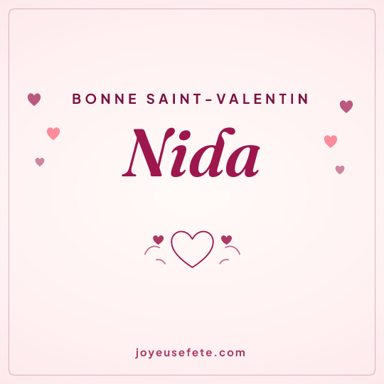 Image carrée « Bonne Saint-Valentin Nida » pour WhatsApp