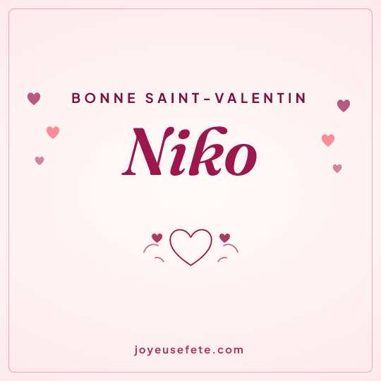 Image carrée « Bonne Saint-Valentin Niko » pour WhatsApp