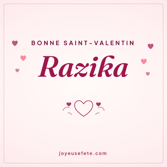 Image carrée « Bonne Saint-Valentin Razika » pour WhatsApp