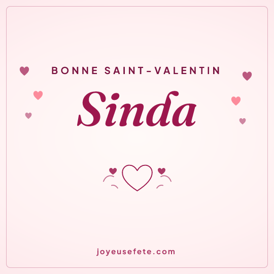 Image carrée « Bonne Saint-Valentin Sinda » pour WhatsApp