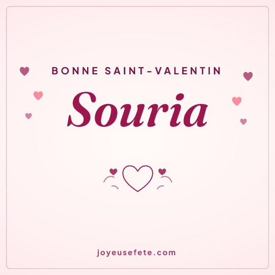 Image carrée « Bonne Saint-Valentin Souria » pour WhatsApp