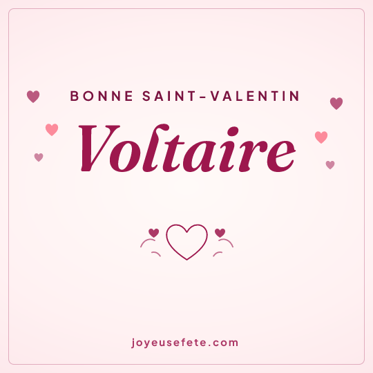 Image carrée « Bonne Saint-Valentin Voltaire » pour WhatsApp