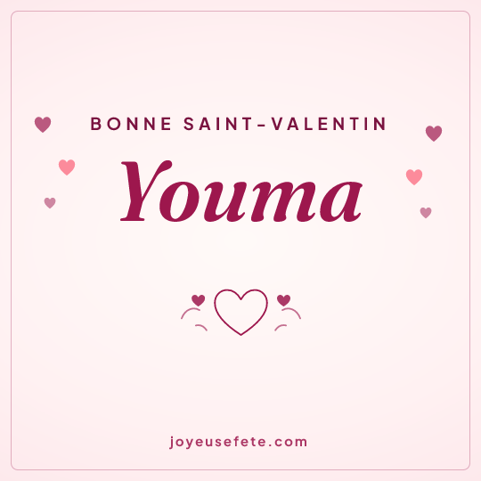 Image carrée « Bonne Saint-Valentin Youma » pour WhatsApp