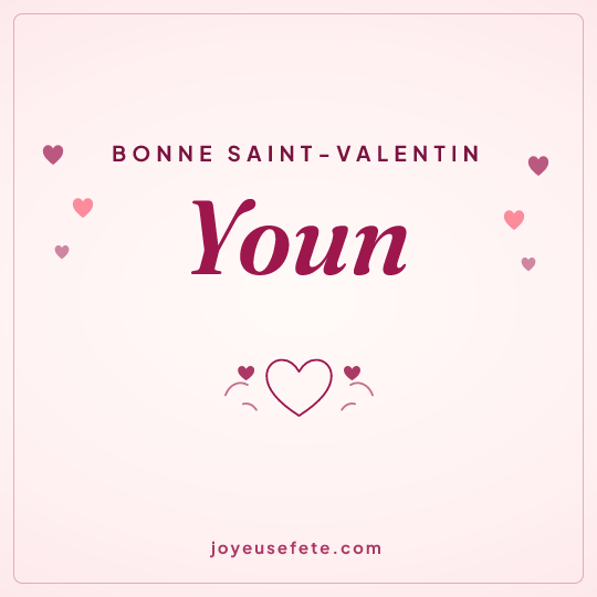 Image carrée « Bonne Saint-Valentin Youn » pour WhatsApp