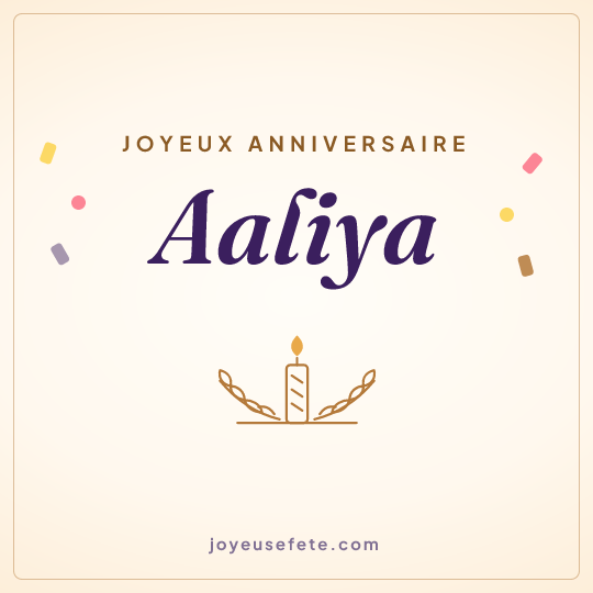 Image carrée « Joyeux anniversaire Aaliya » pour WhatsApp